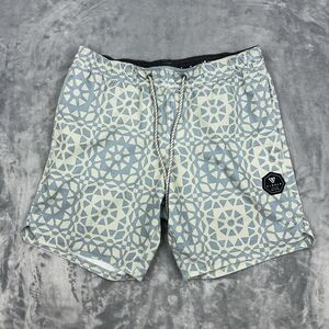 Vissla Men's Size Small Corqued Boardshorts Blue Geometric Ecolastics